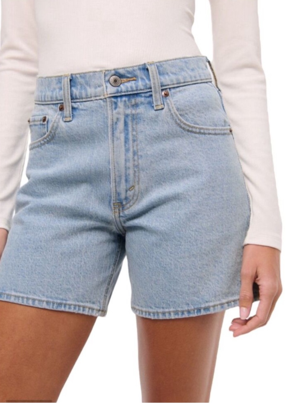 Abercrombie & Fitch Light Blue High-Rise Jean Shorts